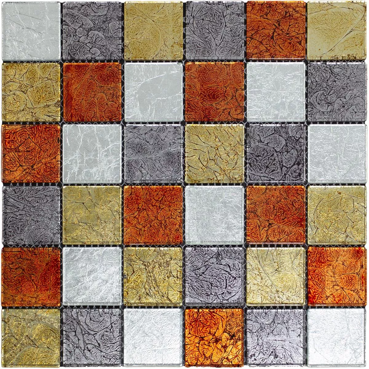Mosaico Di Vetro Piastrelle Curlew Rosso Marrone Argento Q48 4mm 