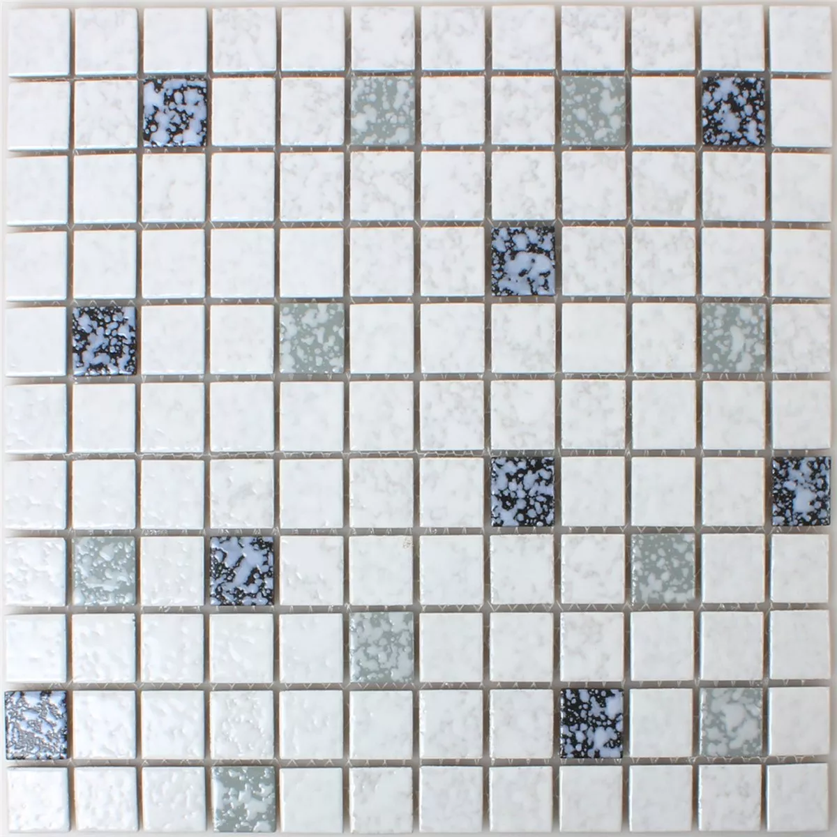 Campione Mosaico Ceramica Bianco Nero Battuto