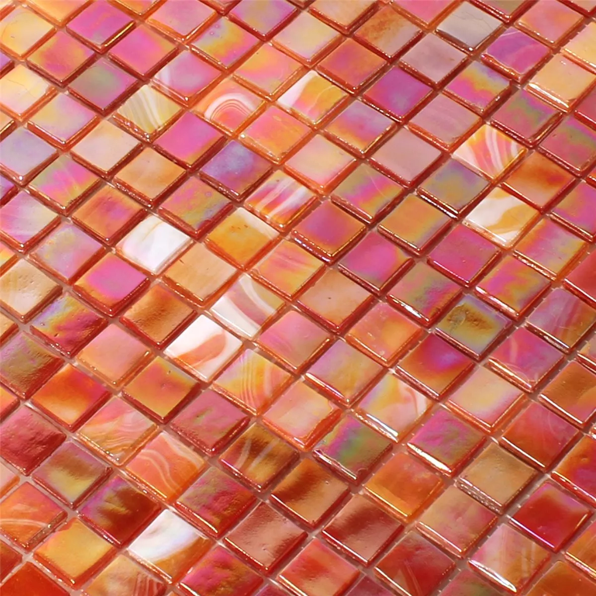 Campione Mosaico Vetro Piastrella Madreperla Effetto Rosso Mix