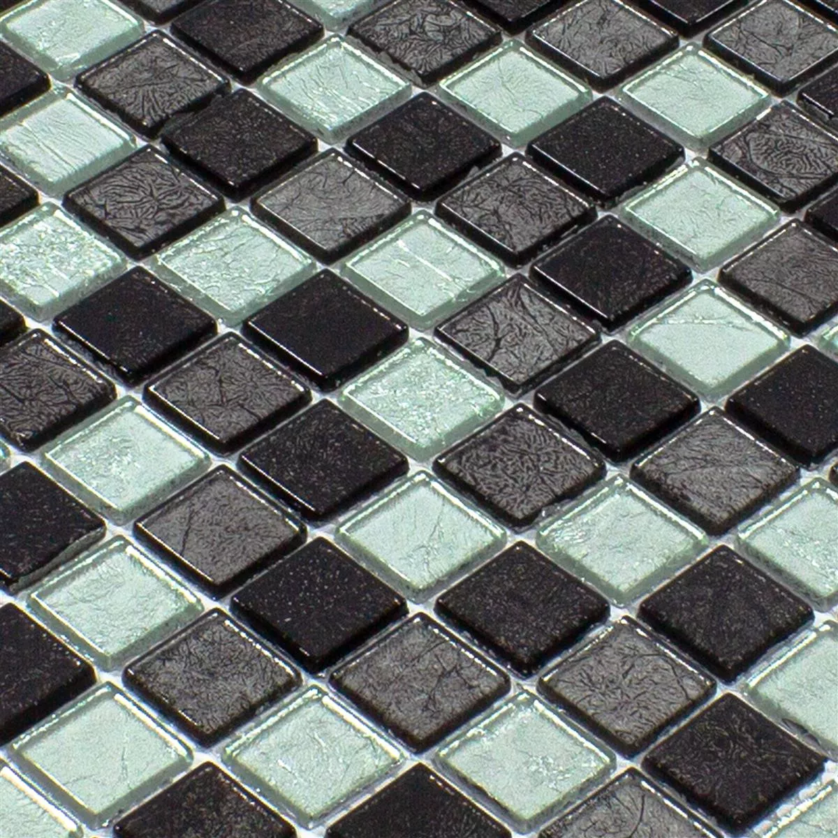 Mosaico Vetro Bonnie Cristallo Struttura Nero Argento Grigio