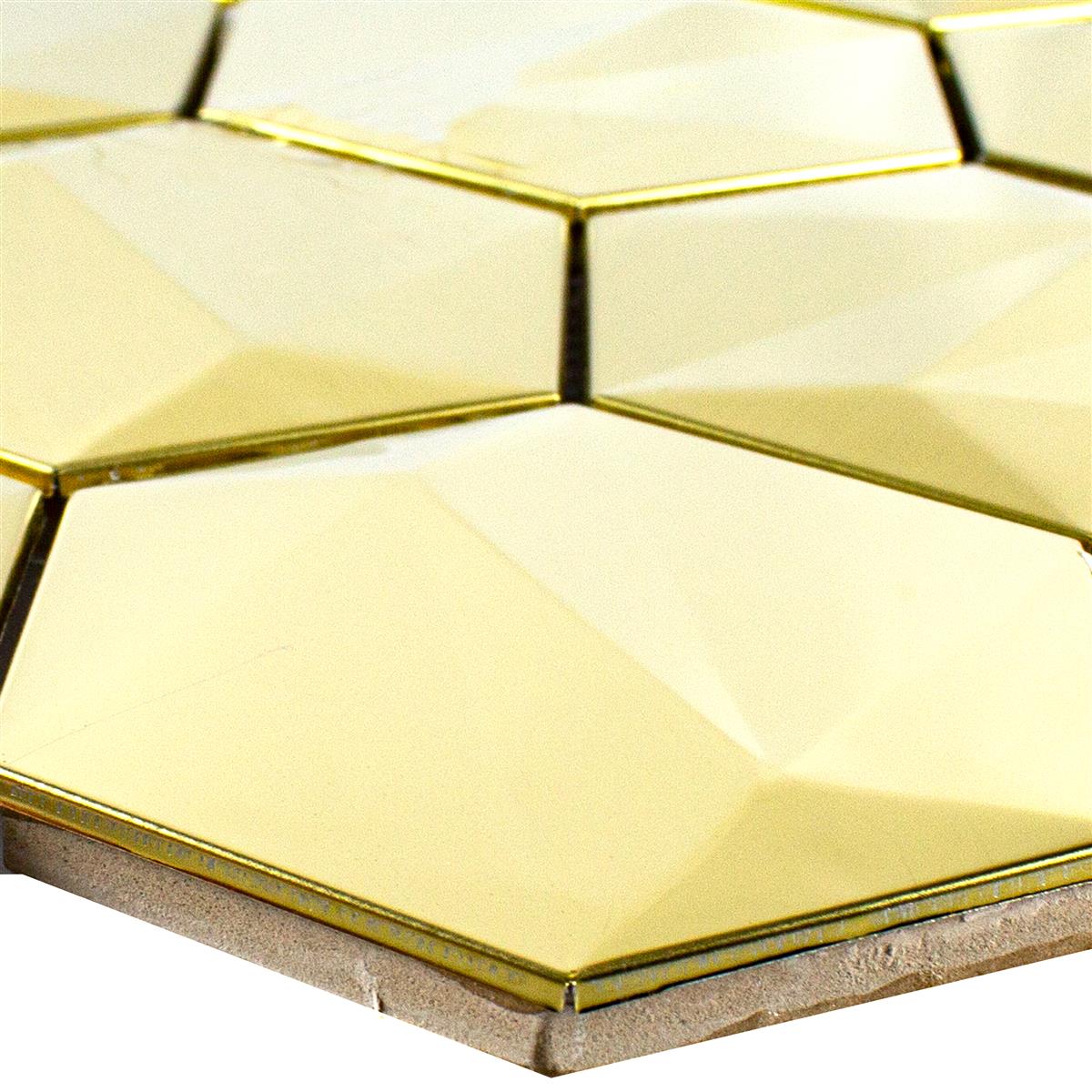 Metallo Mosaico Durango Esagono 3D Oro