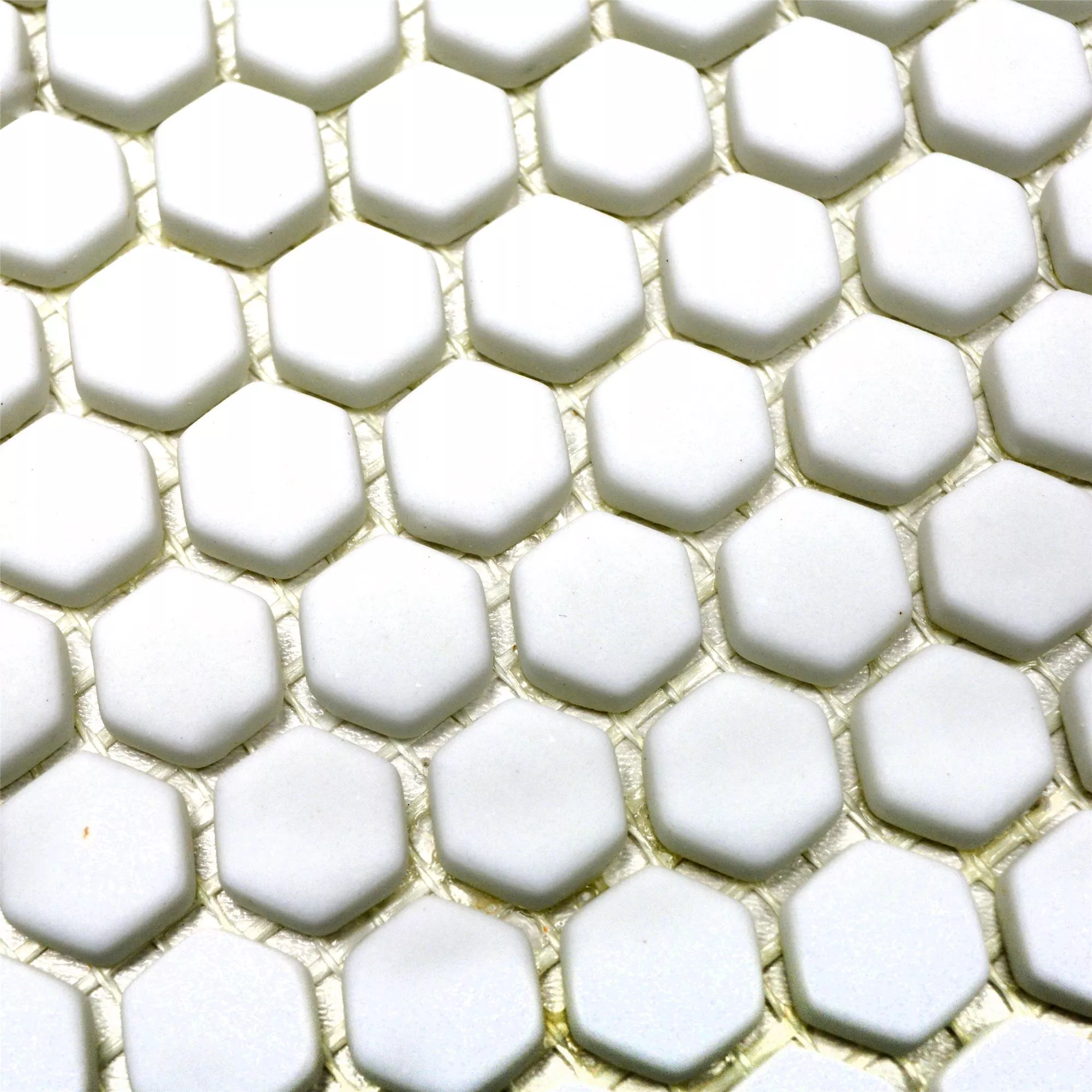 Mosaico Di Vetro Piastrella Kassandra Hexagon Bianco Opaco