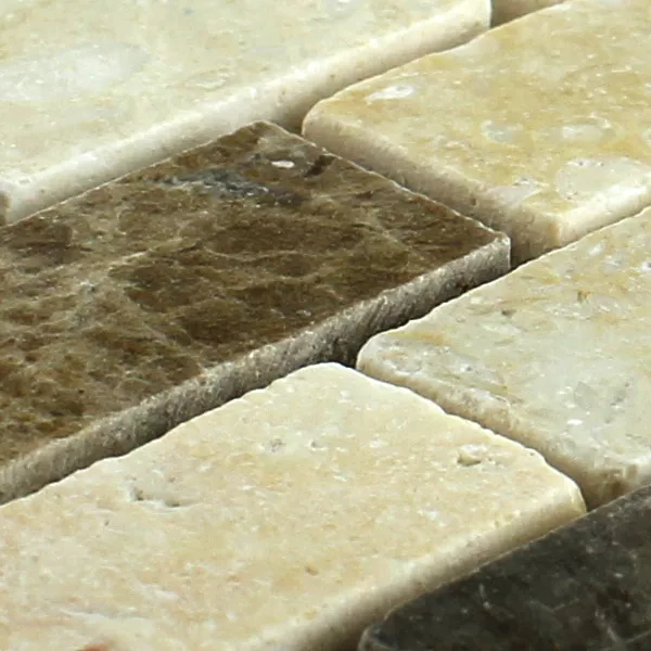 Mosaico Marmo Marrone Beige Lucidato 15x30x7mm