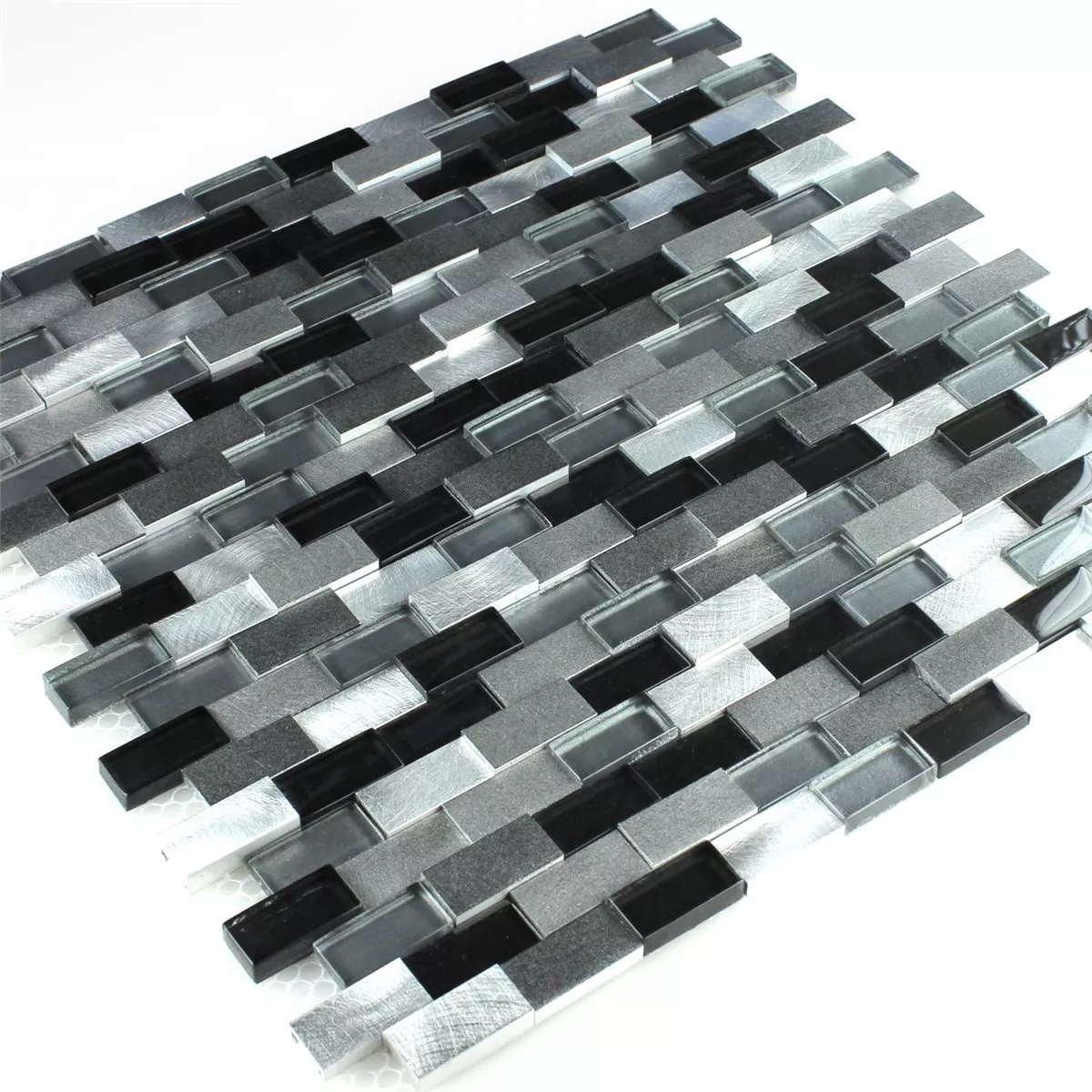 Campione Mosaico Alluminio Vetro Design D Nero Argento