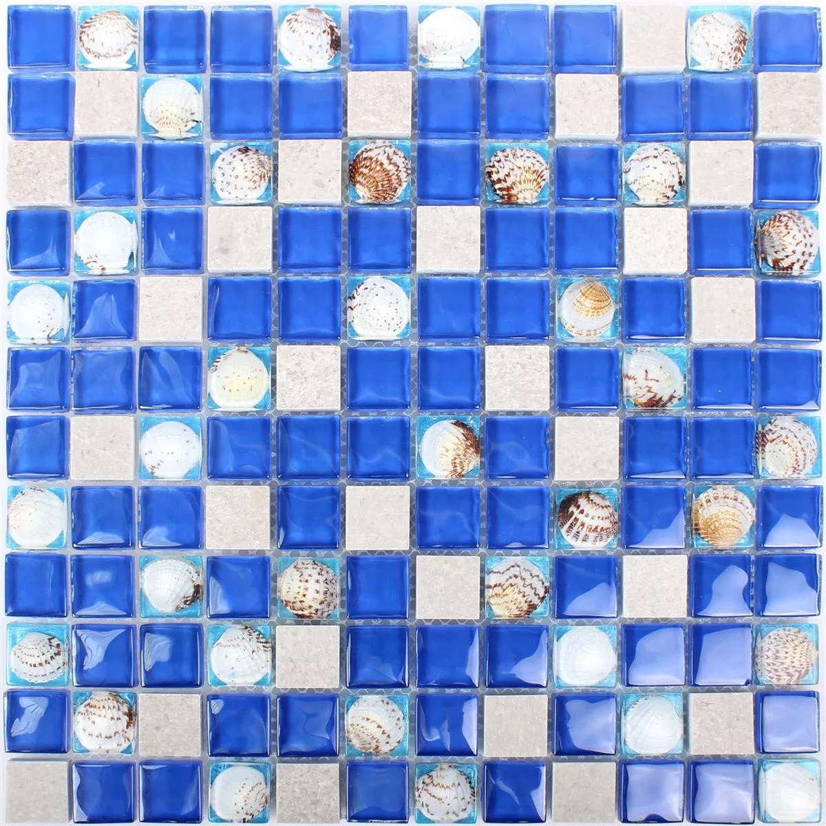 Campione Mosaico Vetro Pietra Naturale Piastrelle Tatvan Blu Grigio