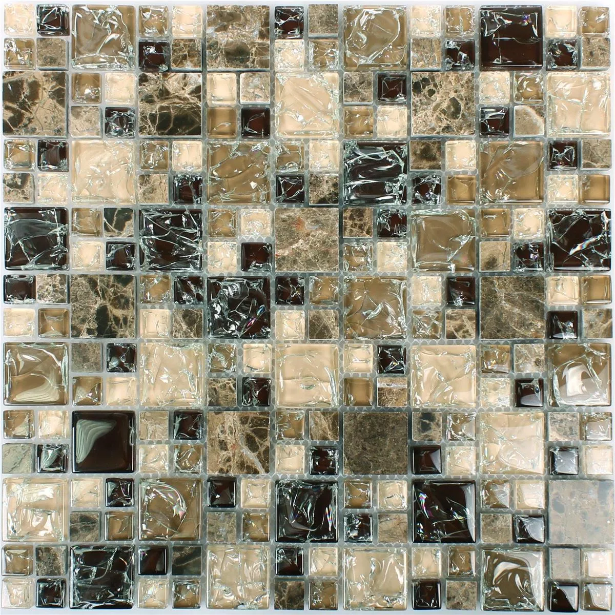 Campione Mosaico Vetro Pietra Naturale Malawi Dark Emperador ix