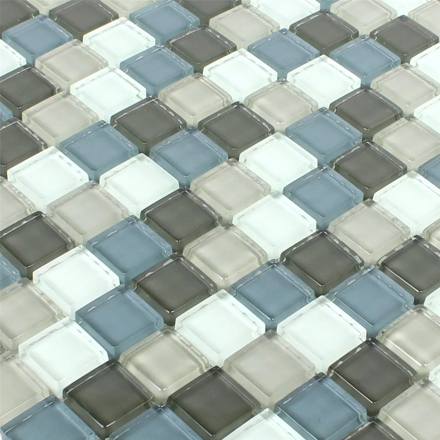 Campione Mosaico Vetro Palmas Grigio Blu Bianco