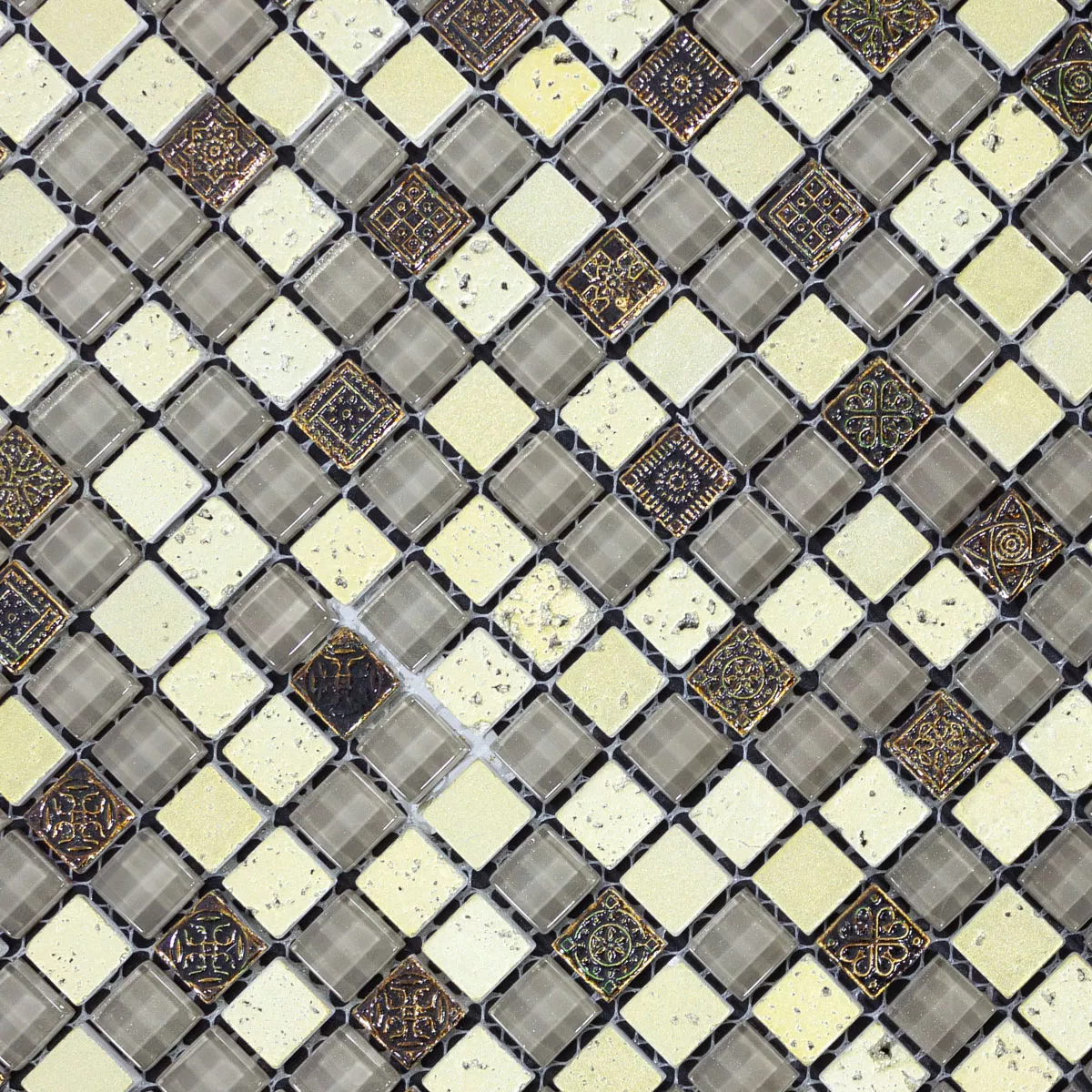 Vetro Marmo Mosaico Majestic Argento Marrone