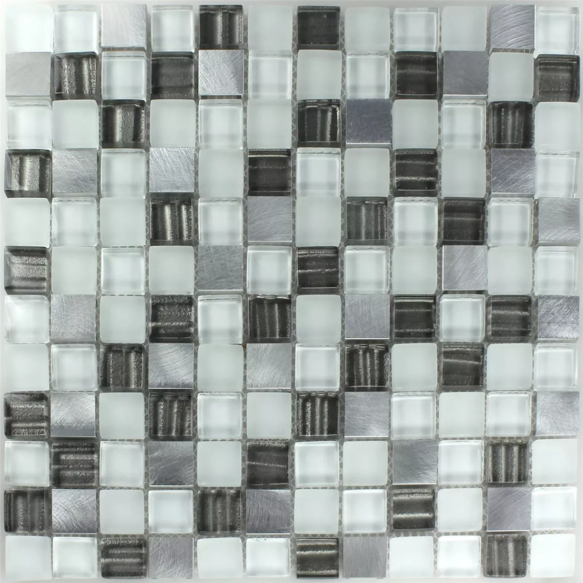 Campione Mosaico Vetro Alluminio Argento Grigio