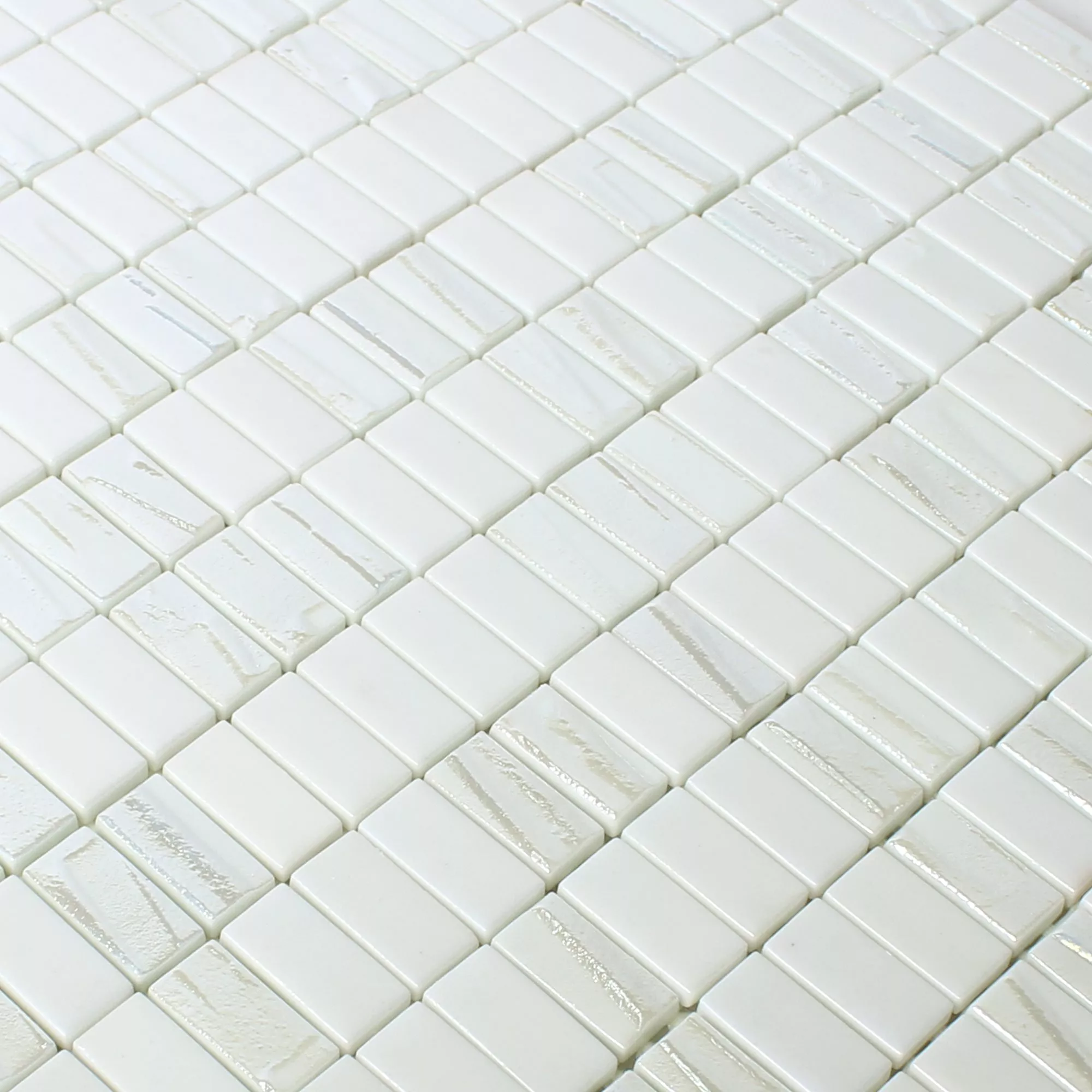 Mosaico Vetro Piastrella Presley Bianco Metallico Maglia