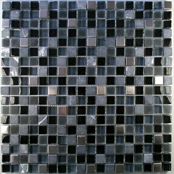 Campione Mosaico Vetro Marmo Metallo Nero Mix