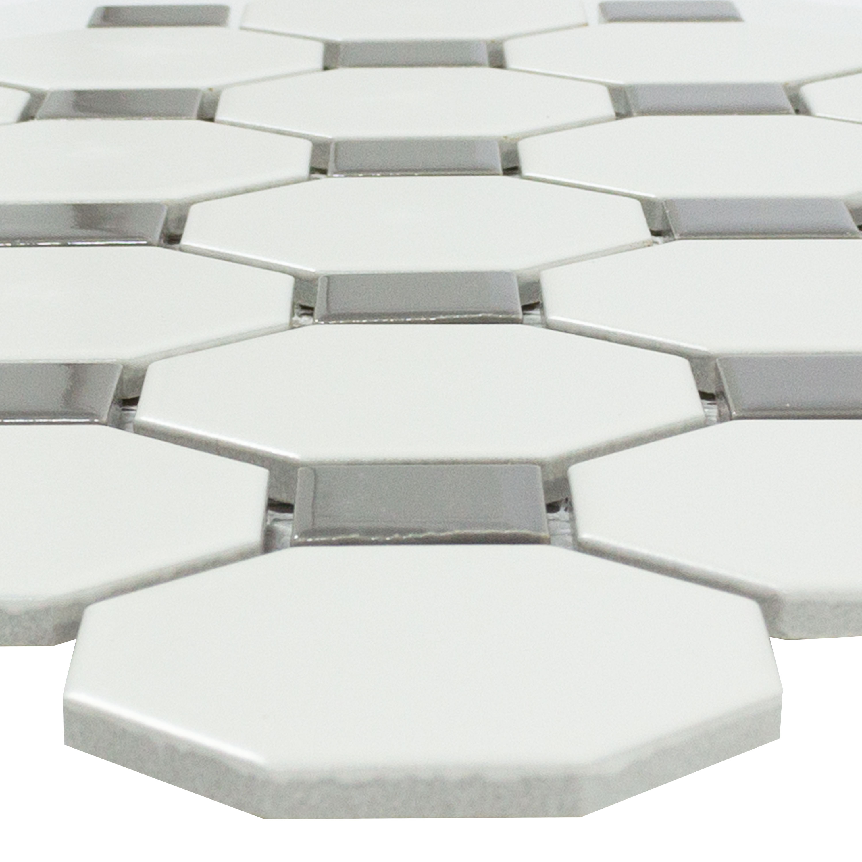 Mosaico Ceramica Ottagono Navajo Bianco