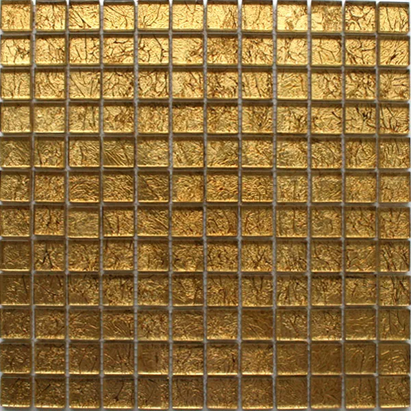 Mosaico Vetro Piastrella 23x23x8mm Oro Metallo