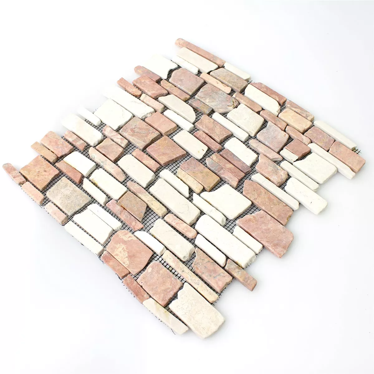 Campione Mosaico Marmo Pietra Naturale Brick Biancone Rosso