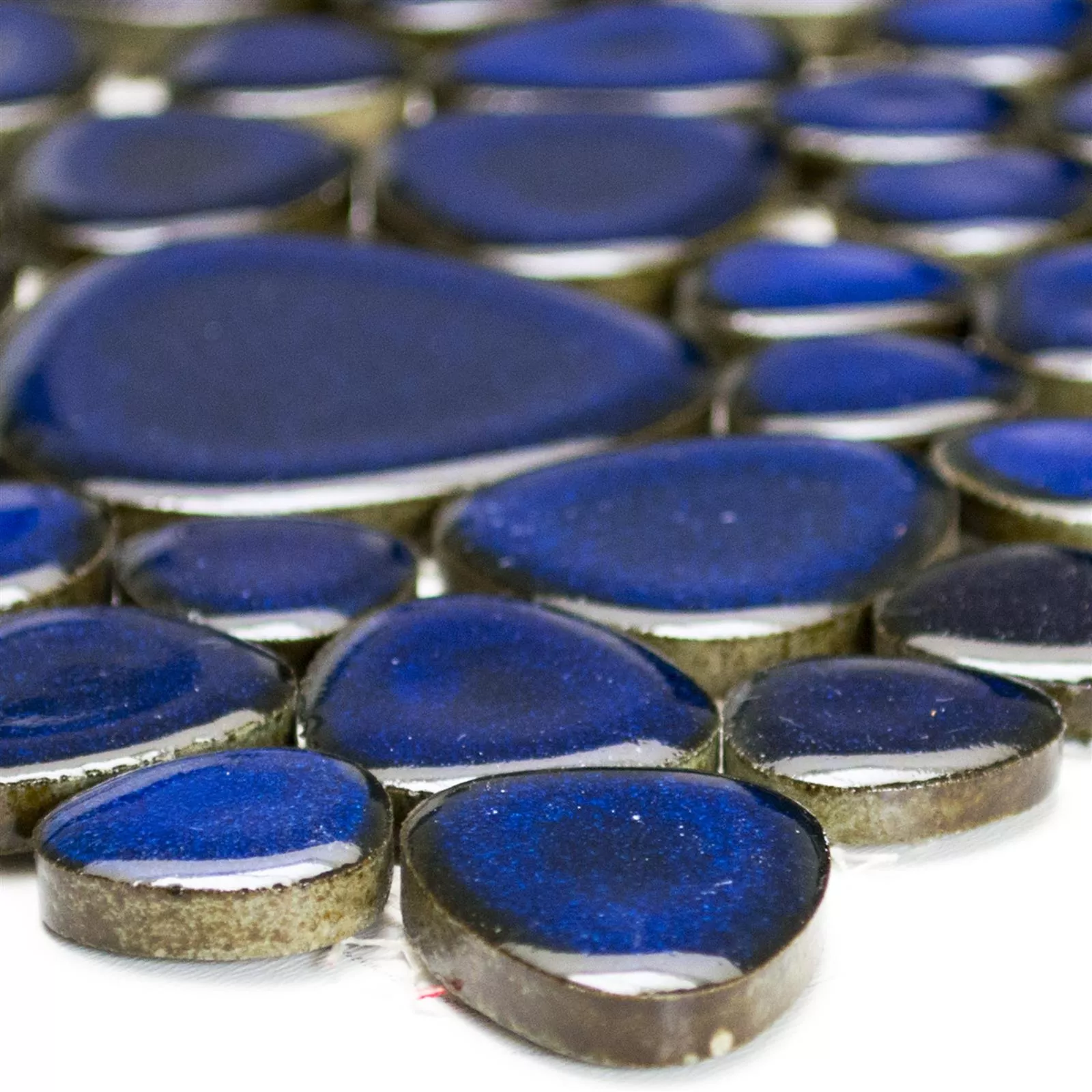 Mosaico Ceramica Ottica Di Ciottolo Blu Scuro