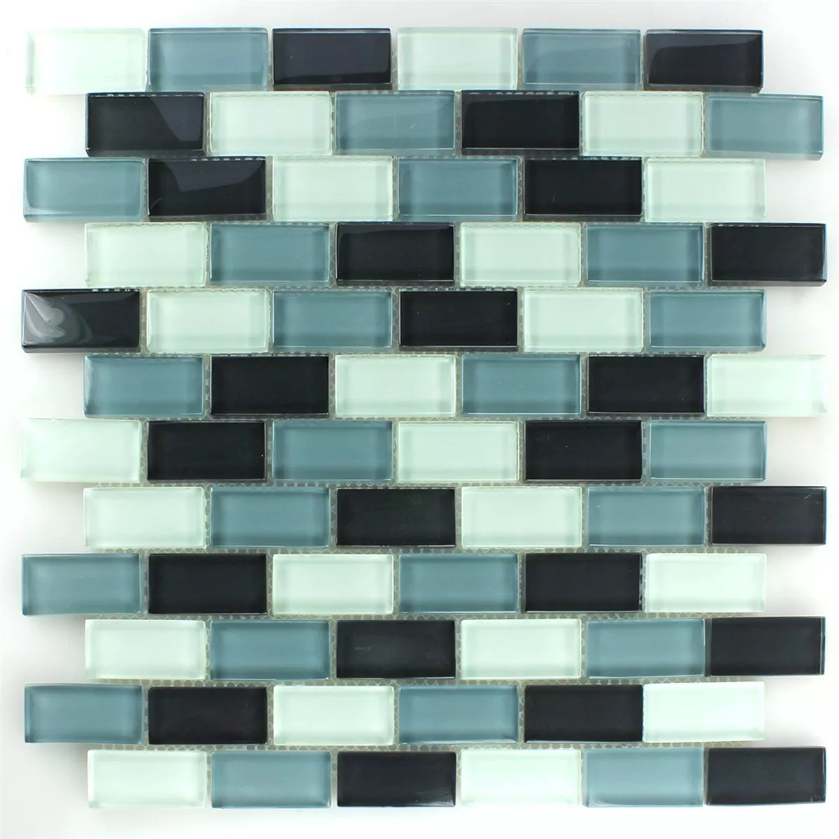 Campione Mosaico Vetro Brick Grigio Mix