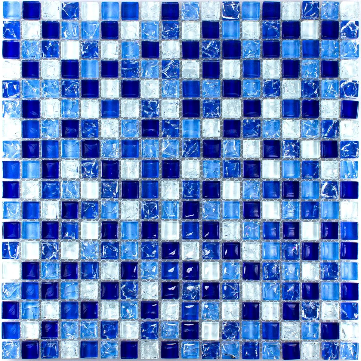 Mosaico Di Vetro Piastrelle Overland Blu Bianco