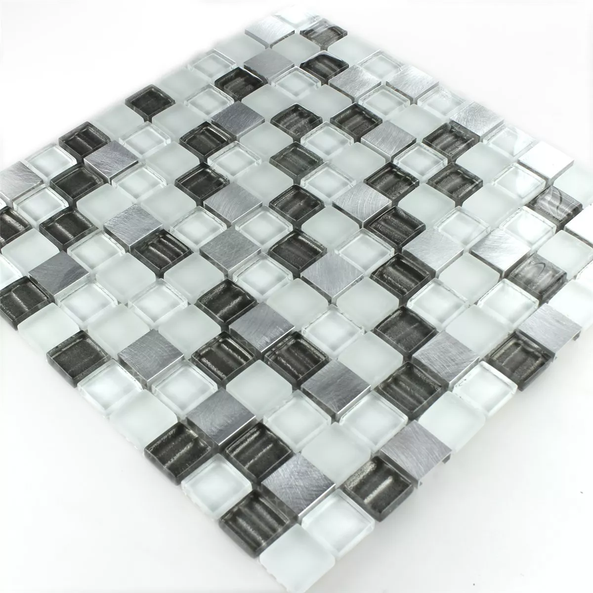 Campione Mosaico Vetro Alluminio Argento Grigio