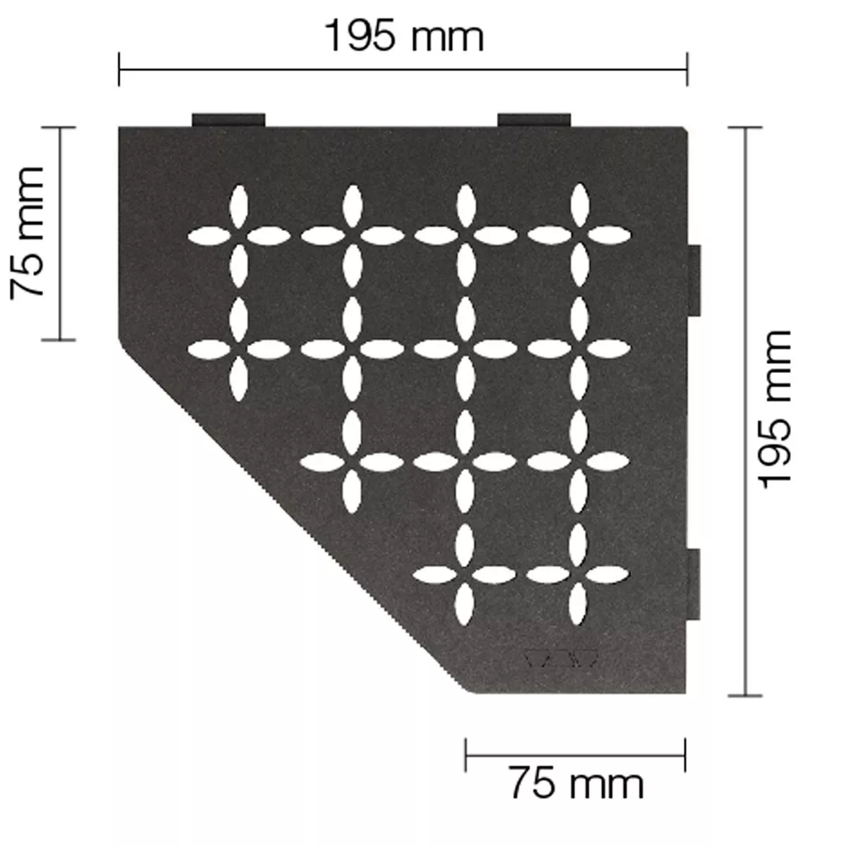 Mensola a muro Mensola per doccia Schlüter a 5 angoli 19,5x19,5 cm floreale antracite