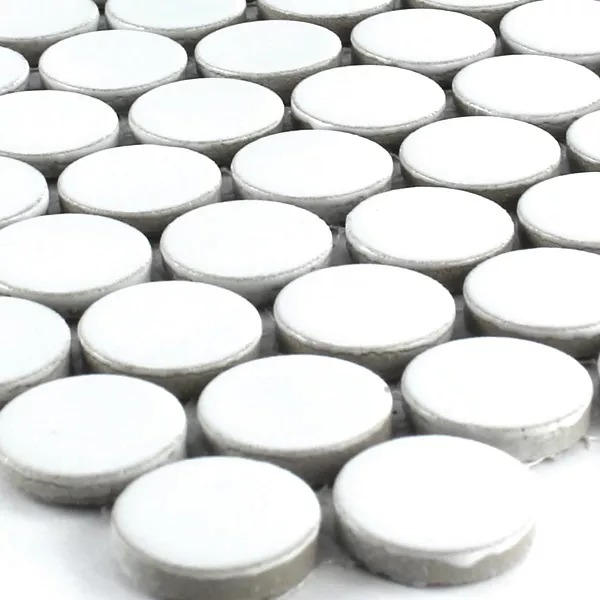 Mosaico Ceramica Drop Rotonda Bianco Uni