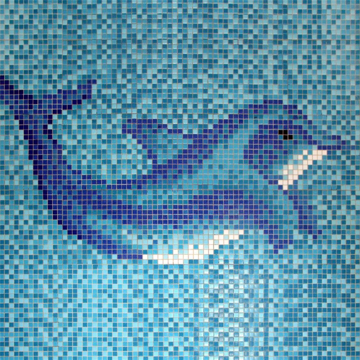 Piscina Mosaico Delphin Incollato Su Carta