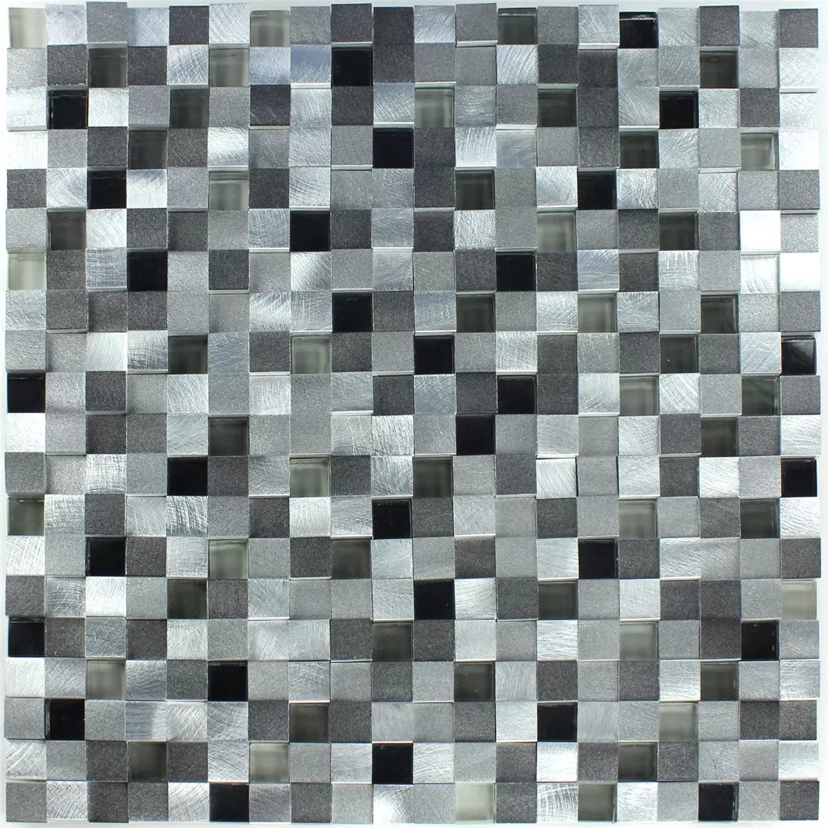 Mosaico Alluminio Vetro 3D Design Black Mix