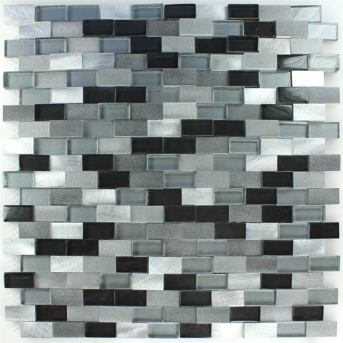 Mosaico Alluminio Vetro Design 3D Nero Argento