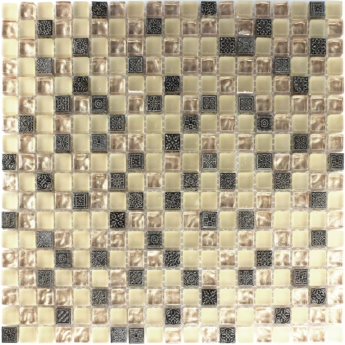 Mosaico Vetro Pietra Naturale Ornamento Beige Mix