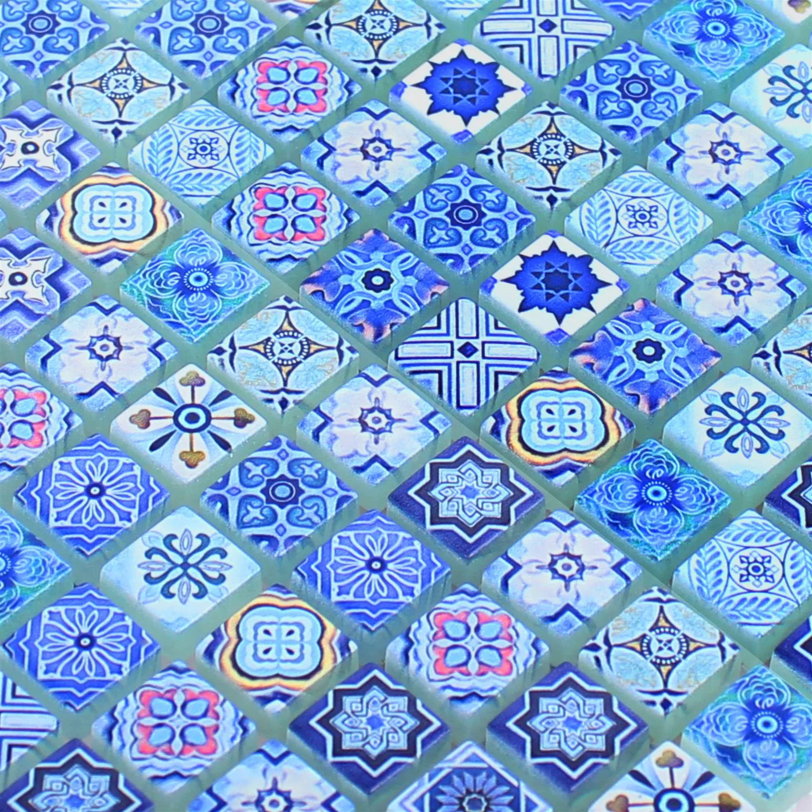 Campione Mosaico Di Vetro Piastrelle Marrakech Blu