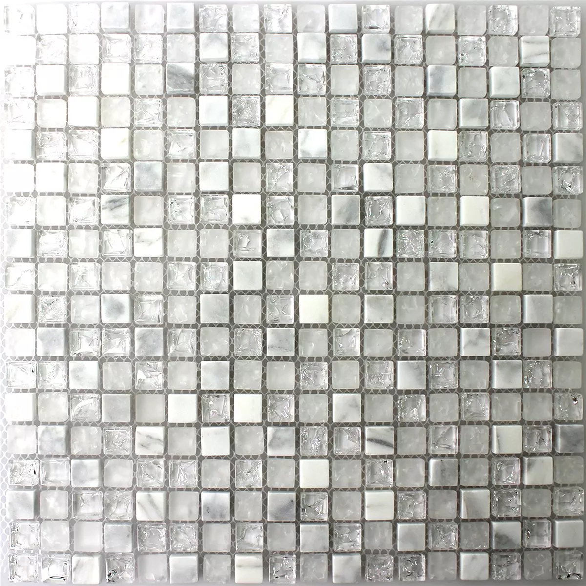 Mosaico Vetro Pietra Naturale Rotto Bianco Effetto