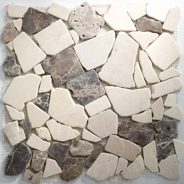 Campione Mosaico Marmo Rotte Piastrelle Castanao Cream