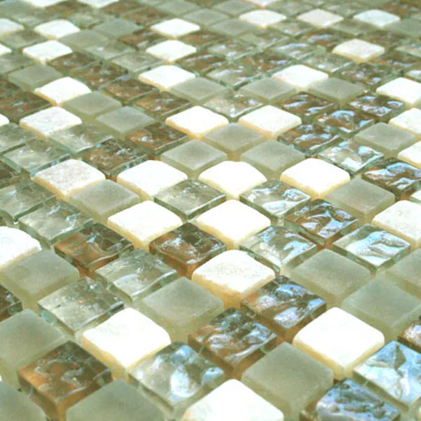 Mosaico Vetro Marmo 15x15x8mm Beige Mix Onyx