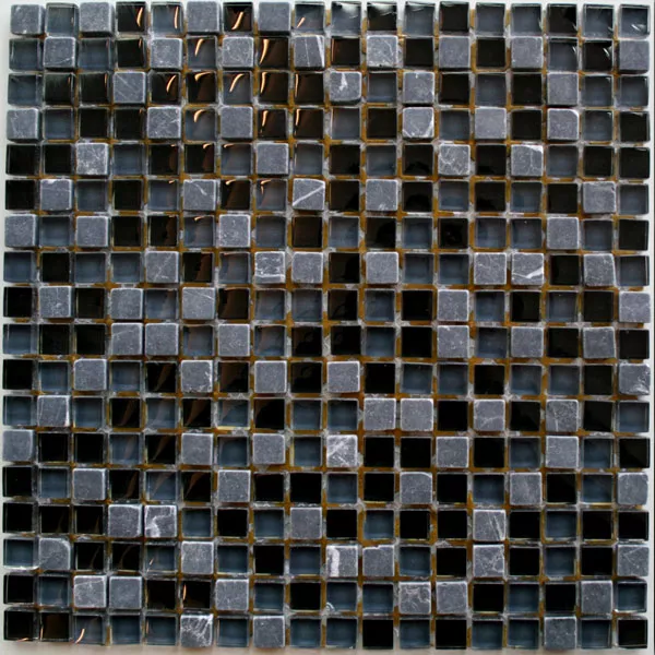 Campione Mosaico Vetro Marmo  Nero Mix