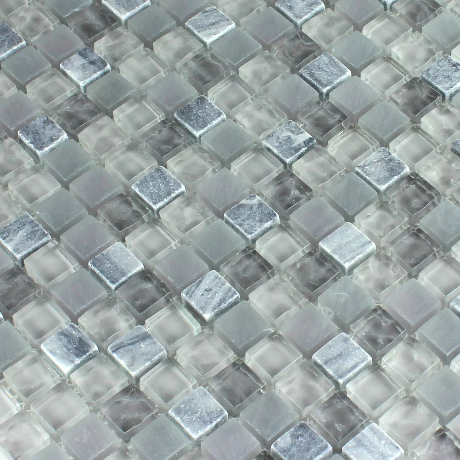 Mosaico Vetro Marmo Grigio Chiaro 15x15x8mm