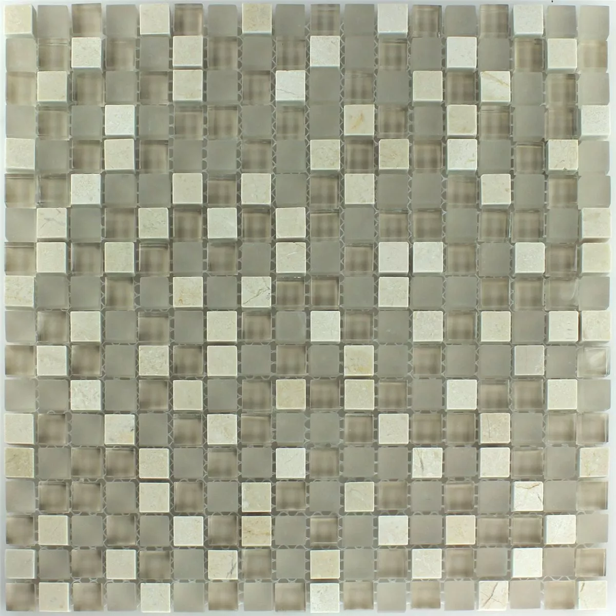 Mosaico Vetro Marmo Barbuda Crema 15x15x8mm