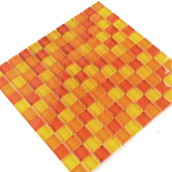 Mosaico Vetro Piastrella Giallo Arancione Rosso 25x25x8mm