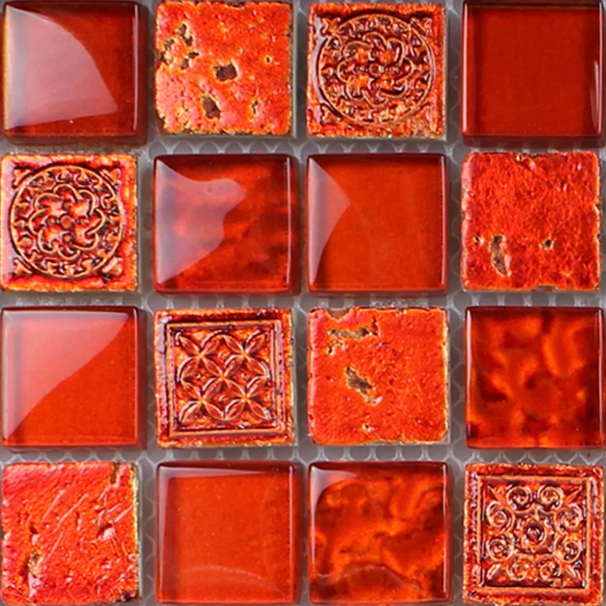 Campione Mosaico Georgia Vetro Pietra Naturale Mix Rosso