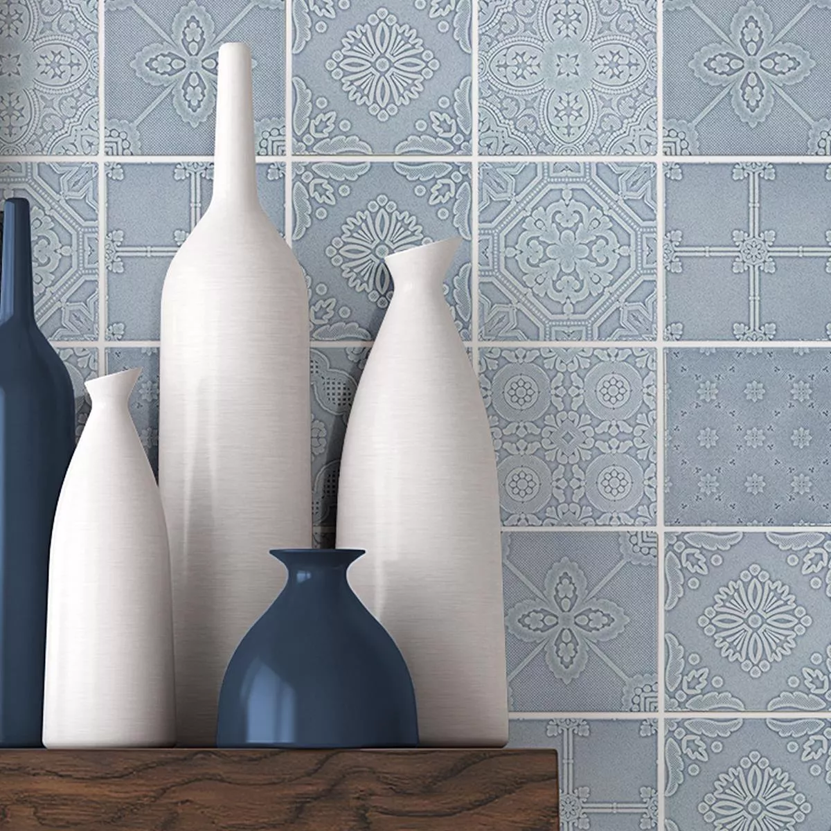 Campione Ceramica Mosaico Rivabella Relief Blu