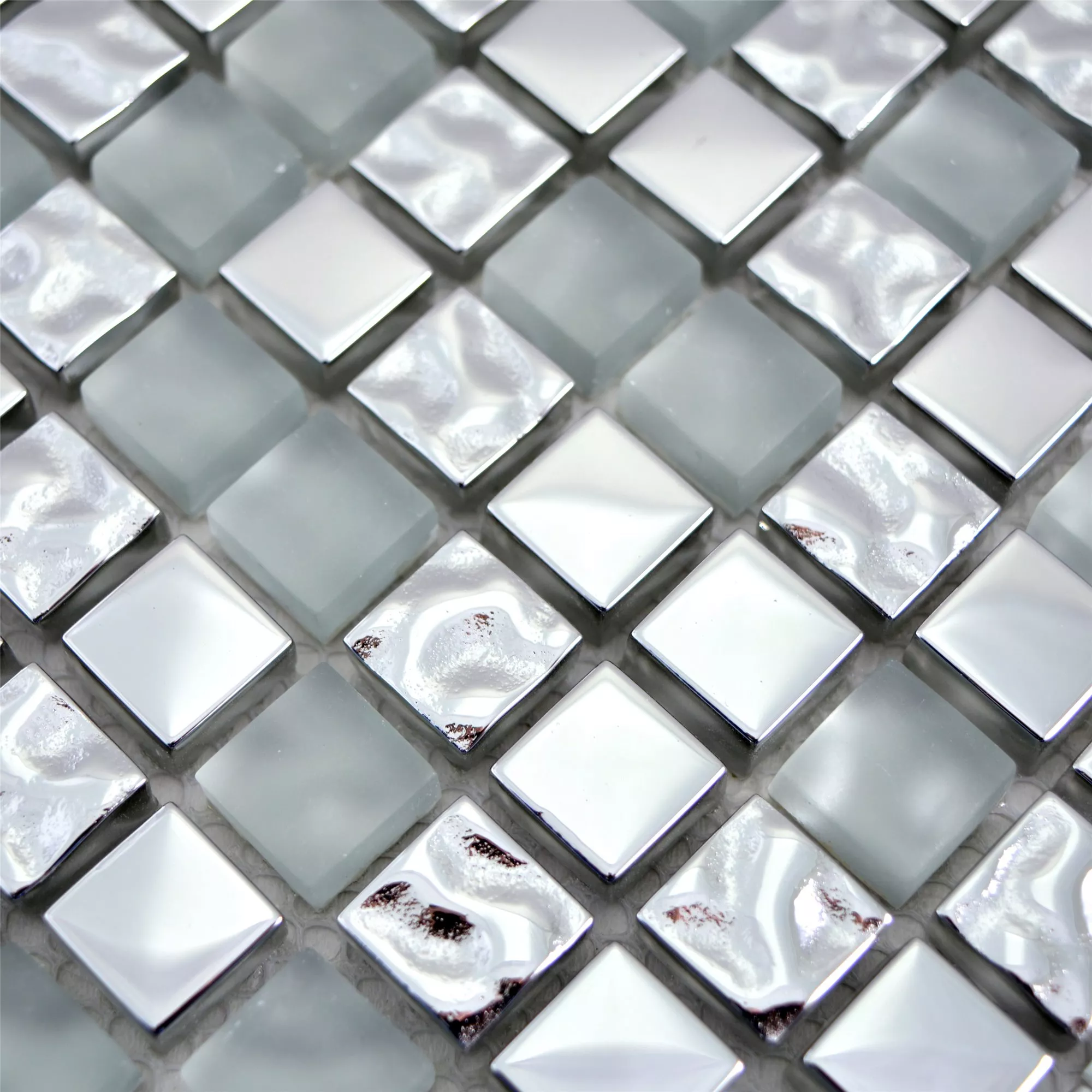 Mosaico Di Vetro Piastrella Tolstoi Argento Bianco