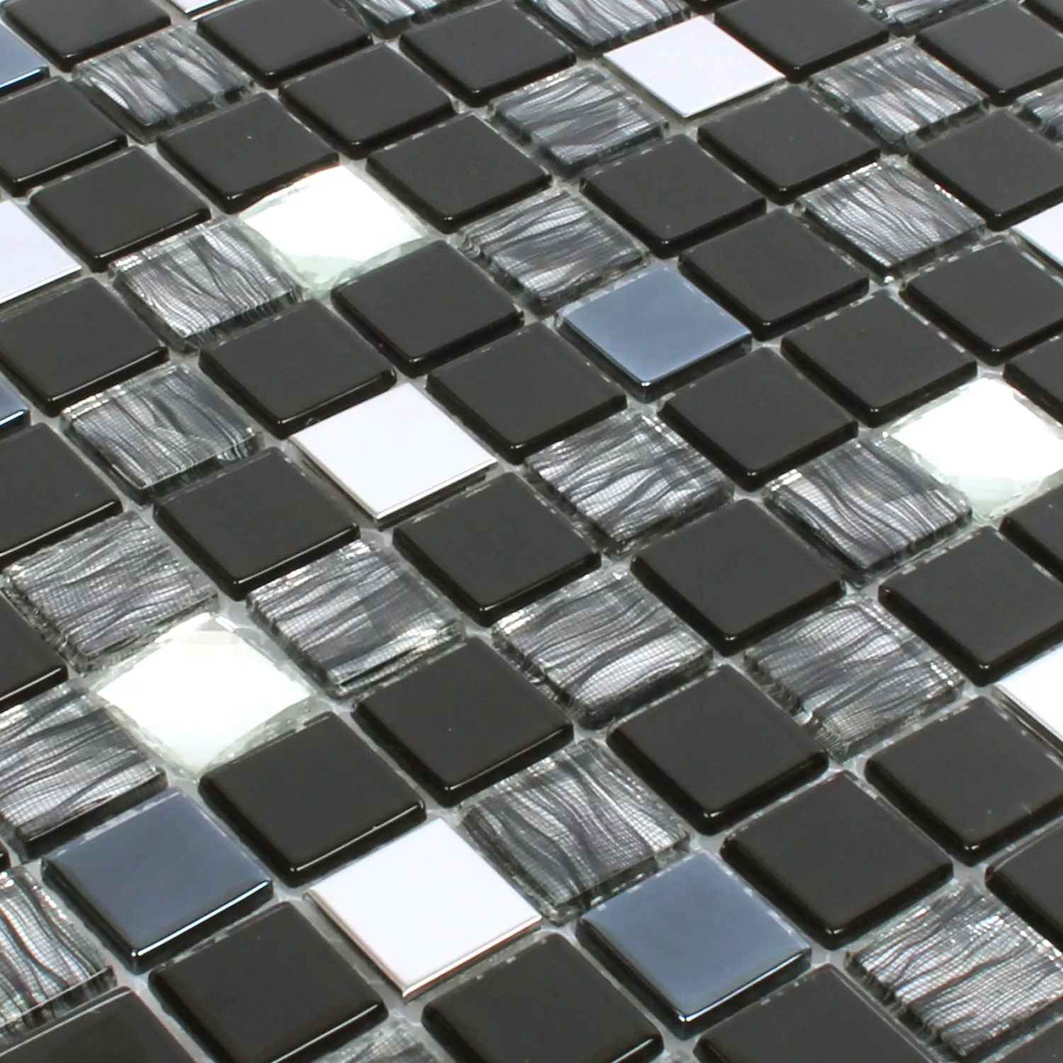 Mosaico Malaya Nero Argento Quadrat