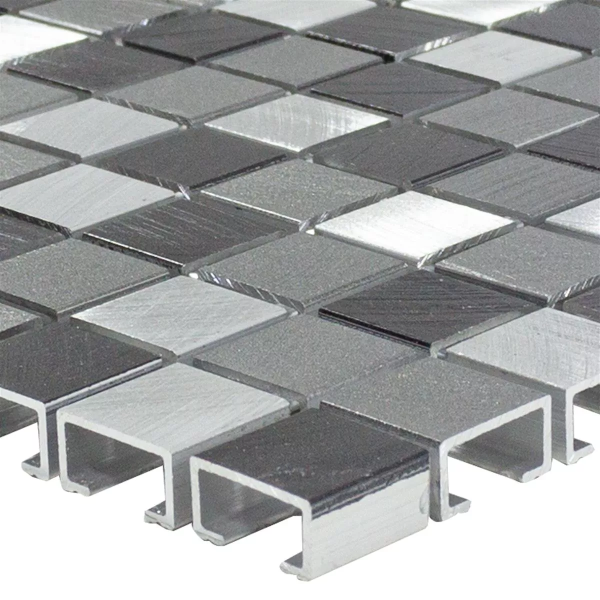 Alluminio Metallo Mosaico Montezuma Grigio Argento Mix Alluminio Metallo Mosaico Montezuma Grigio Argento Mix