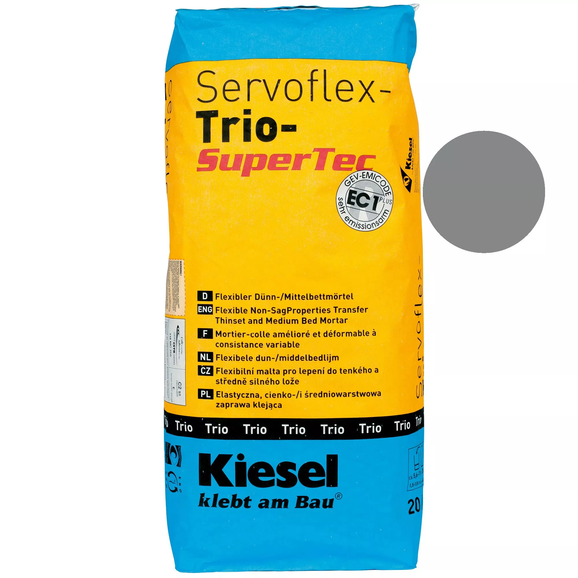 Colla Per Piastrelle Kiesel Servoflex Trio - Malta A Letto Medio E Sottile Grigio (20KG) Colla Per Piastrelle Kiesel Servoflex Trio - Malta A Letto Medio E Sottile Grigio (20KG)