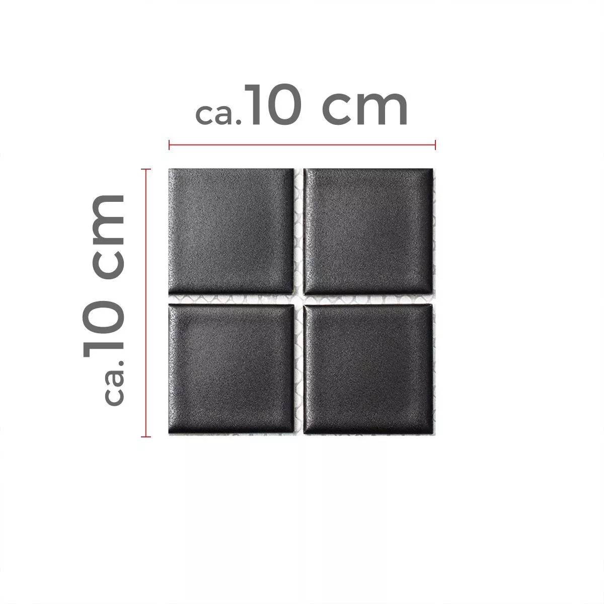 Tessere Mosaico Ceramica Nero Opaco - 23x23x6 Mm, Foglio 300x300 Mm, Per Decorazioni