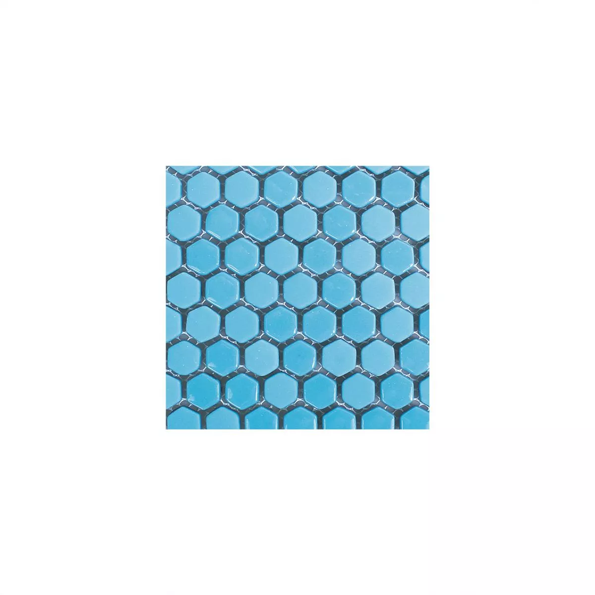 Campione Mosaico Di Vetro Piastrelle Brockway Esagono Eco Blu