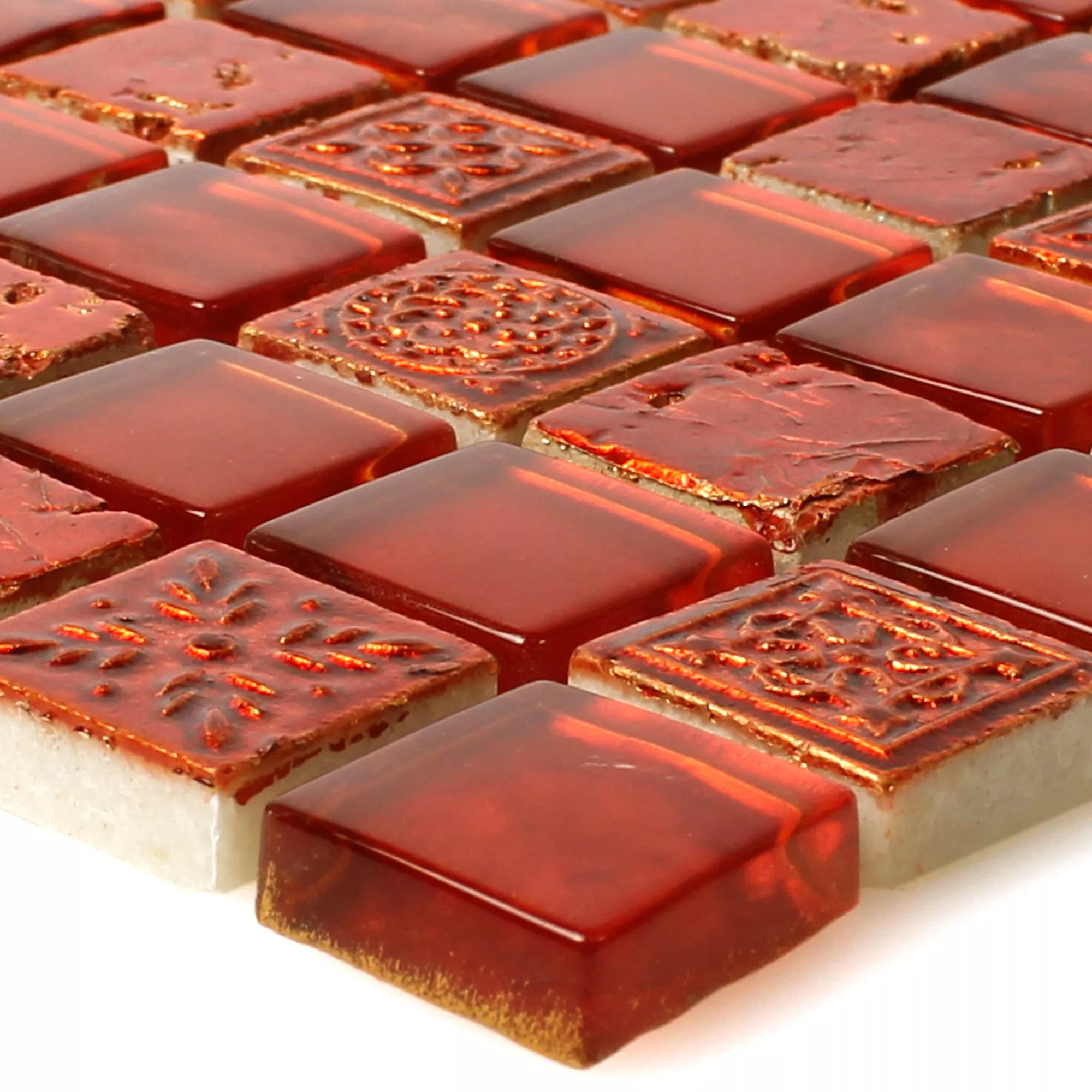 Mosaico Georgia Vetro Pietra Naturale Mix Rosso Mosaico Georgia Vetro Pietra Naturale Mix Rosso