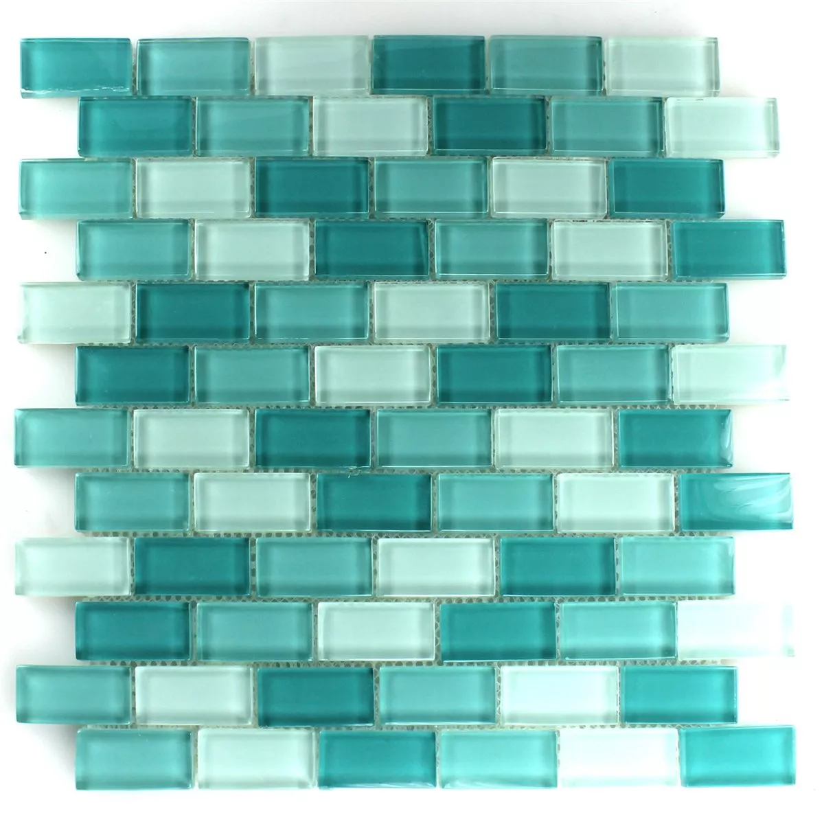 Campione Mosaico Vetro Brick Verde Mix