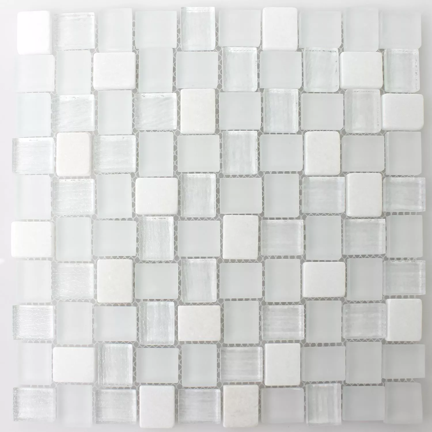 Campione Mosaico Vetro Pietra Naturale Bianco
