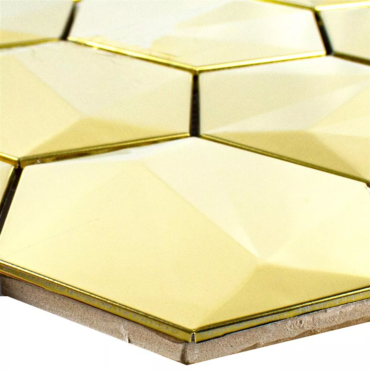 Metallo Mosaico Durango Esagono 3D Oro Metallo Mosaico Durango Esagono 3D Oro