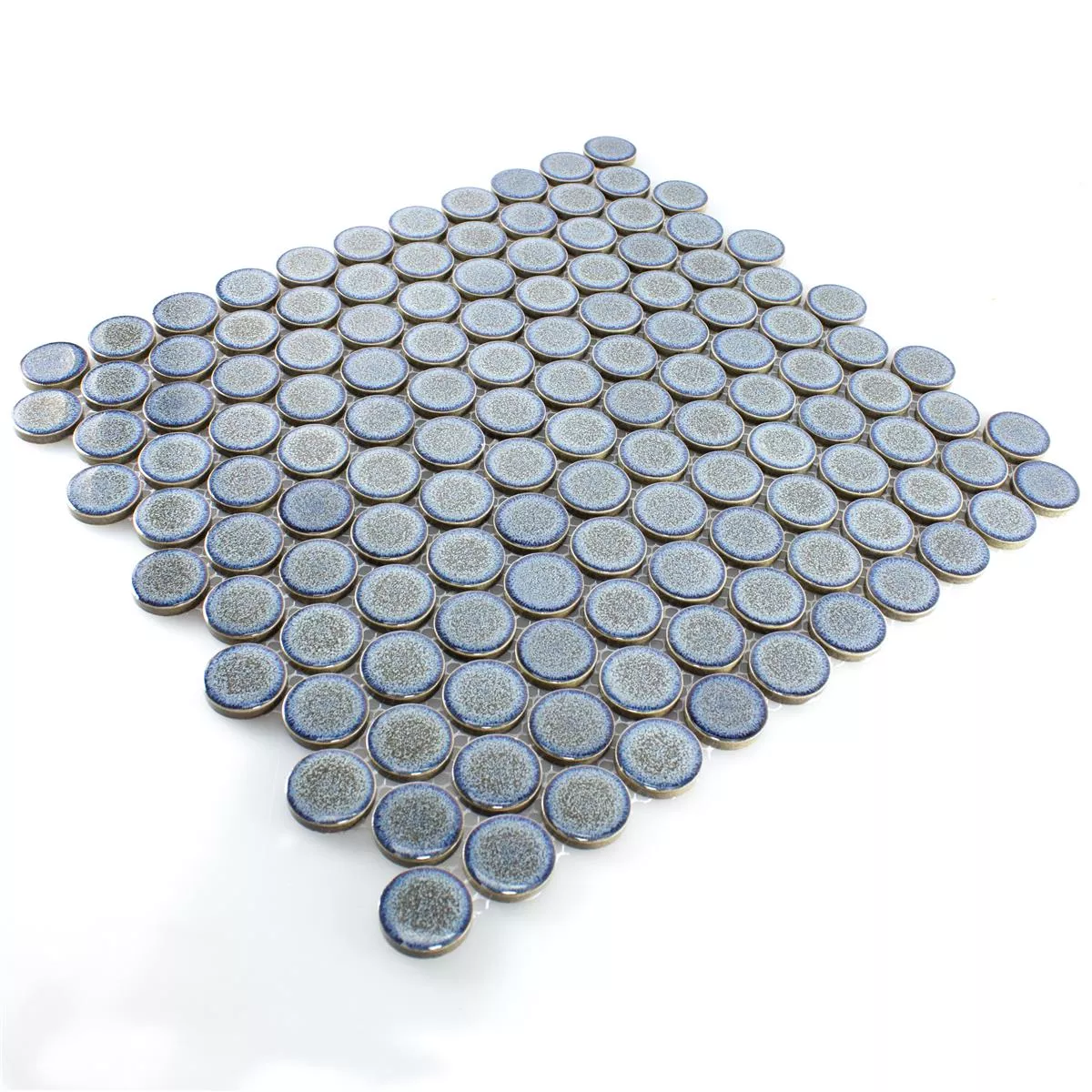 Campione Ceramica Bottone Mosaico Mission Blu Grigio