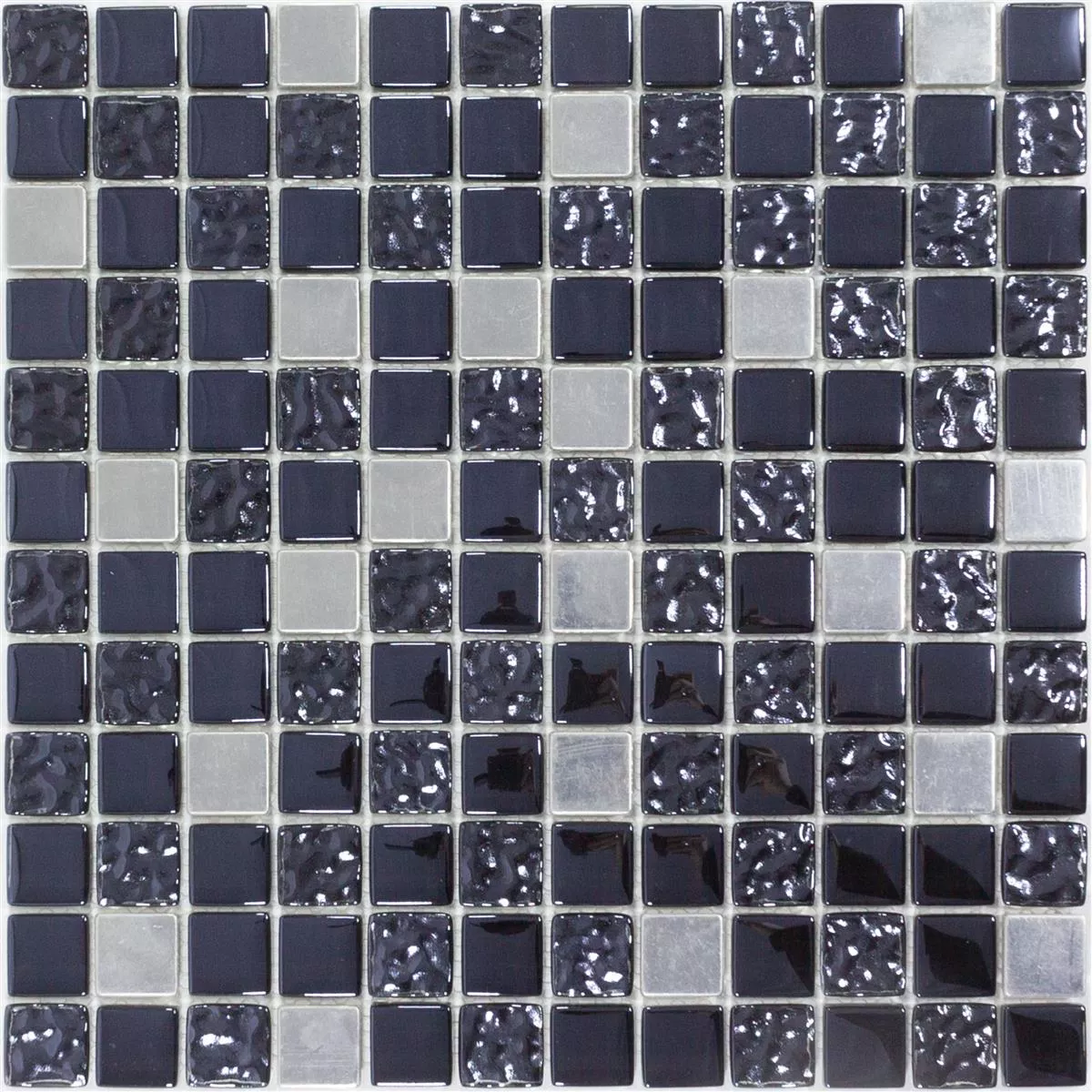 Campione Mosaico Vetro Metallo Blackriver Nero Argento Mix